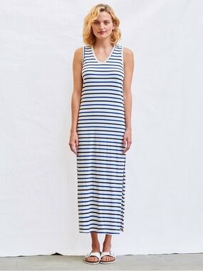 Sundry Navy and White‎ Striped Maxi Dress Skirt Size Large
